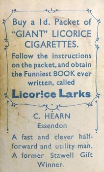 1933 Giant Brand Australian Licorice League and Association Footballers #NNO Clarrie Hearn Back